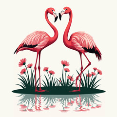 Fototapeta premium Illustration of Classic Flamingo on Summer Holiday