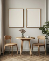 Luxurious Dining Room Interior with Empty Mock-up Frame and Stylish Furniture