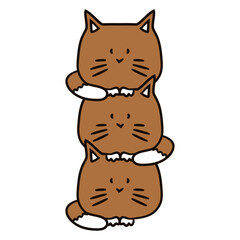 3 Cats Tower On Top Heads Team Three Friends Crew Group Adorable Cat Happy Sweet Little Smile Kitten Pets Funny Cartoon Cute Lovers Comic Fun Love Kittens Adorable Feline Playful Kitties Baby Owners