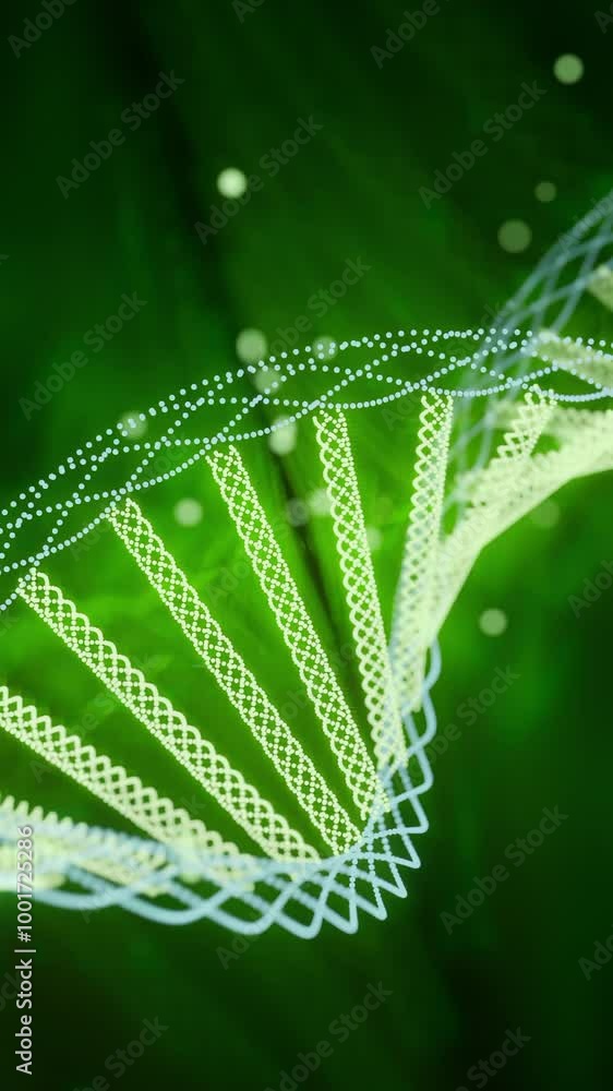 Poster glowing dna spiral in rotation. design. rotating spiral with colored glow. beautiful animation of gl