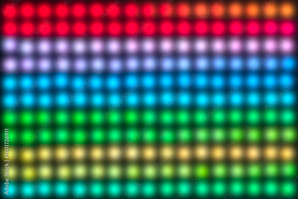 Poster a colorful light display with many different colors. the lights are arranged in a grid pattern. the 