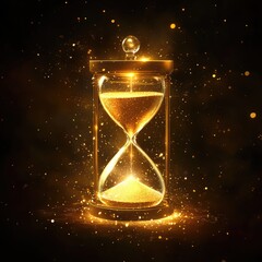 Shining Hourglass: Abstract Magic Symbol with Neon Glow on Dark Background