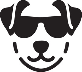 Simple dog head in sunglass silhouette vector style icon 