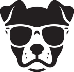 Simple dog head in sunglass silhouette vector style icon 
