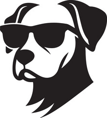 Fototapeta premium Simple dog head in sunglass silhouette vector style icon 
