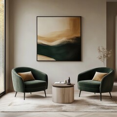 Minimalist Interior Design with Modern Armchairs and Concrete Corner View