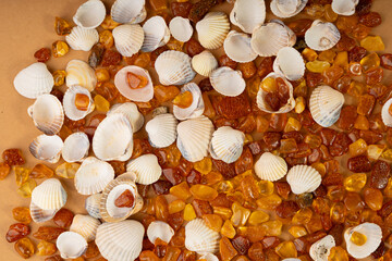 Amber stones texture background, orange gemstones pattern, natural Baltic amber gems, tree resin crystals