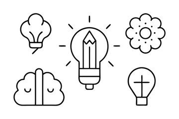 Simple Set of Creativity Related Vector Line Icons. Contains such Icons as Inspiration, Idea, Brain and more. Editable Stroke.