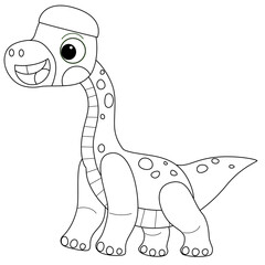 cartoon scene with character sketchbook sketch drawing manual work with color pencils animal dinosaurus dino brachiosaurus illustration for children cutout