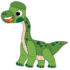 cartoon scene with happy prehistoric animal brachiosaurus brontosaurus diplodocus dino dinosaur smiling and walking isolated on white background illustration for kids