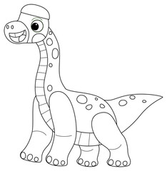 cartoon scene with character sketchbook sketch drawing manual work with color pencils animal dinosaurus dino brachiosaurus illustration for children cutout