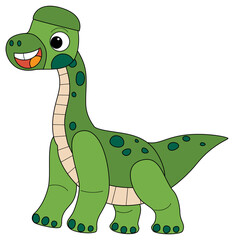 cartoon scene with happy prehistoric animal brachiosaurus brontosaurus diplodocus dino dinosaur smiling and walking isolated on white background illustration for kids