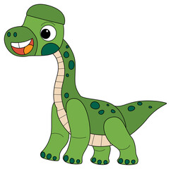 cartoon scene with happy prehistoric animal brachiosaurus brontosaurus diplodocus dino dinosaur smiling and walking isolated on white background illustration for kids