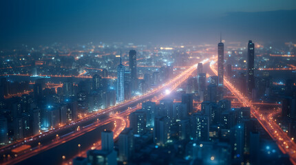 Innovation modern city with wireless network connection concept, abstract communication technology concept. Generative AI