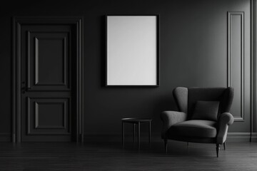 Contemporary Living Room Interior Design with Dark Minimalist Decor