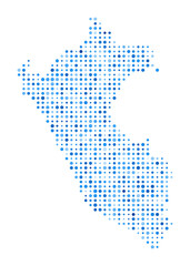 Obraz premium Peru Dot Map. Country Digital Style Shape. Peru vector image. Country shape blue circular dots. Trending vector illustration.