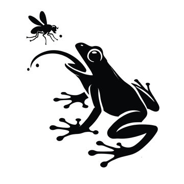black frog catching fly clip art preview