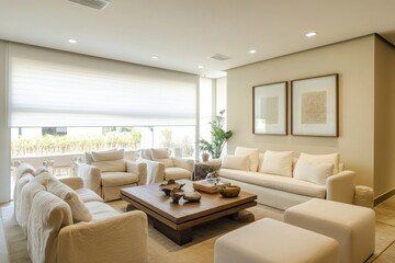Fototapeta premium Modern Living Room with Stylish Seating and Contemporary Design