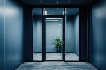 Modern Meeting Room Interior with Contemporary Design and Glass Door