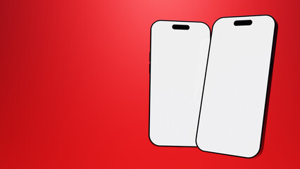 smartphone mockup with red backdrop and copyspace for text and content.