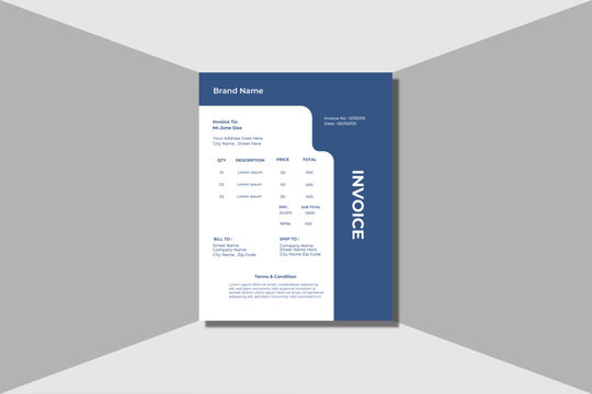Invoice minimal design template. Bill form business invoice accounting
