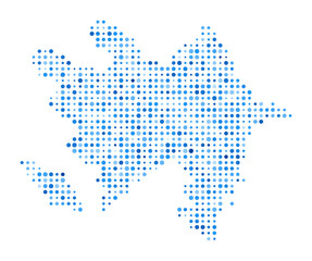 Azerbaijan Dot Map. Country Digital Style Shape. Azerbaijan vector image. Country shape with blue circular dots. Beautiful vector illustration.