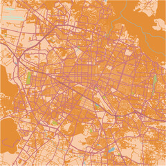 Map of Guadalajara in Mexico in a sandy theme. Contains layered vector with roads water, parks, etc.