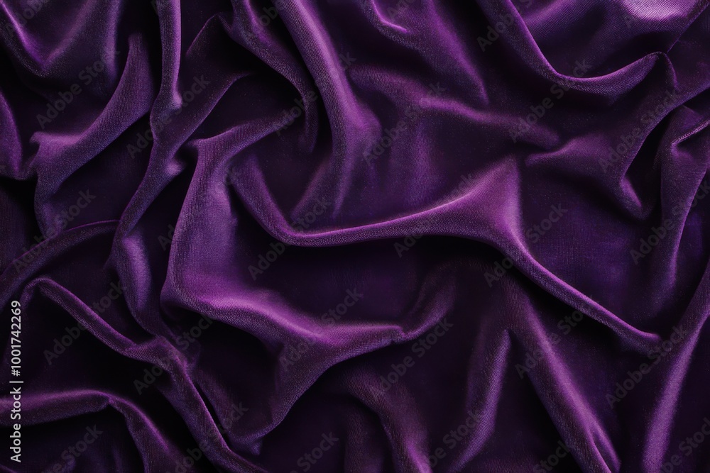 Poster a rich, deep purple velvet fabric with a velvety texture and folds, creating an elegant background f
