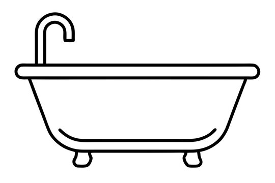recommend clip art: black outline bathtub icon- vector illustration
                    