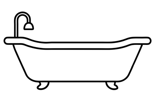recommend clip art: black outline bathtub icon- vector illustration
                    