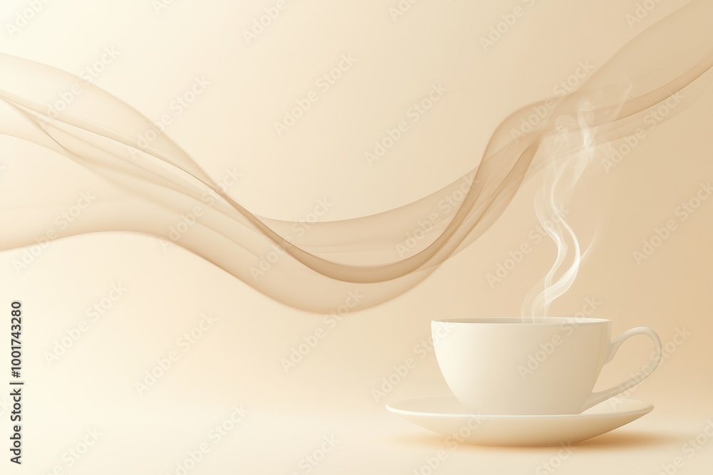 Poster abstract steam swirling beautifully from an unseen coffee cup on a soft, neutral background in a cal