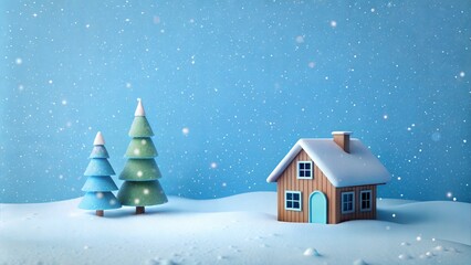 Winter landscape with house