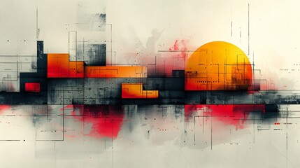 Abstract graphic art featuring mix of modern and vintage design elements creating a professional and visually striking business visual