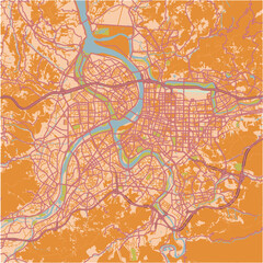 Map of Taipei in Taiwan in a sandy theme. Contains layered vector with roads water, parks, etc.