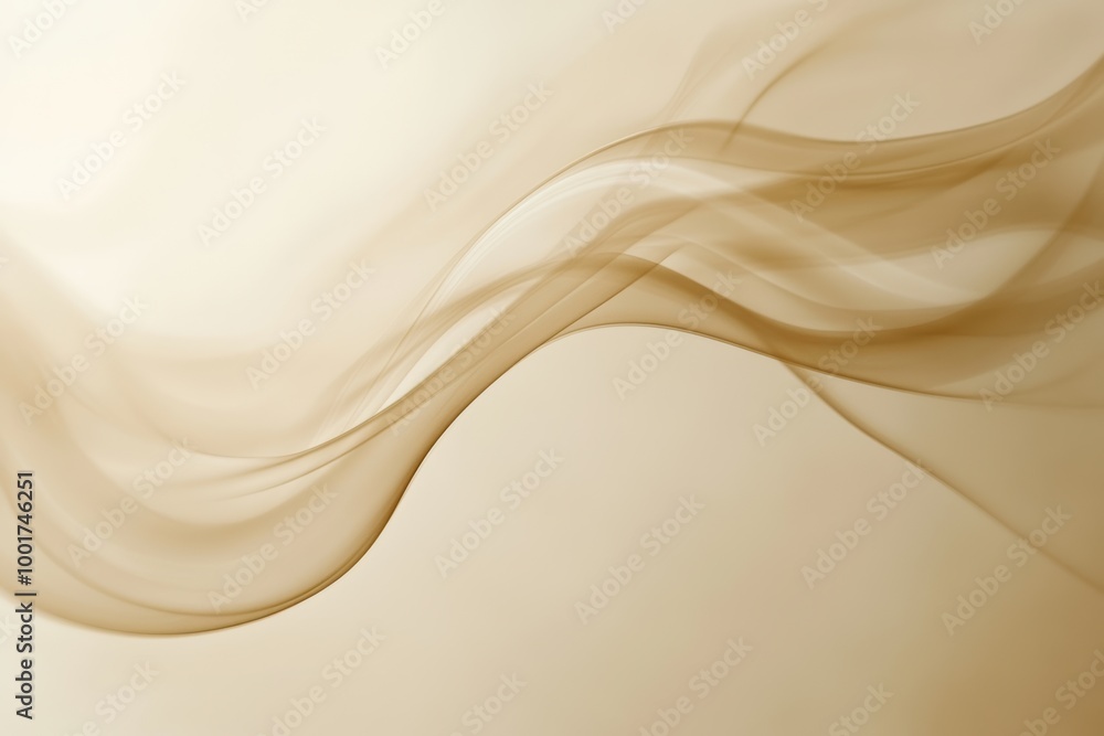Poster Abstract swirling steam rises elegantly from an invisible coffee cup against a soft beige background in a serene atmosphere. Generative AI