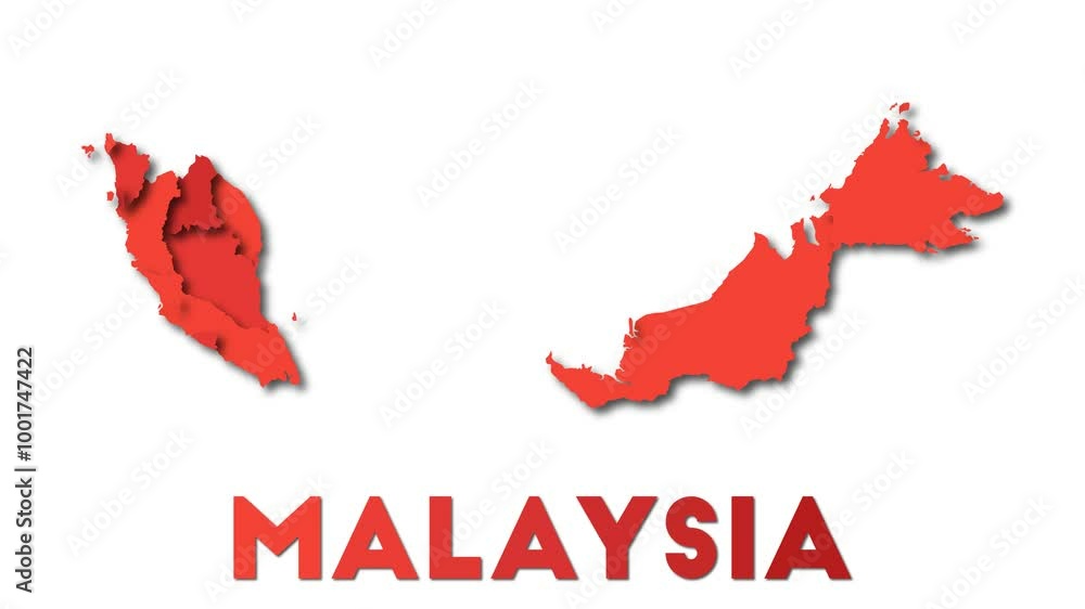 Poster malaysia map showing regions. animated country map with title in 4k resolution animation.