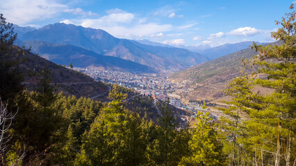 Thimphu city, Bhutan landscape view during dry winter.