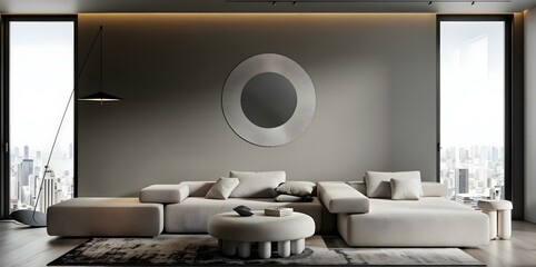 large luxury modern bright interiors Living room illustration 3D rendering computer digitally generated image