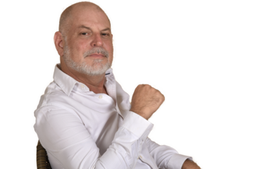 portrait business man with bald white beard facial expression feeling pain fashion image model isolated on white transparent background man