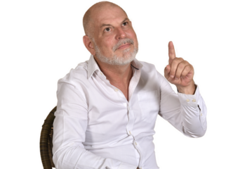 portrait business man with bald white beard facial expression feeling pain fashion image model isolated on white transparent background man