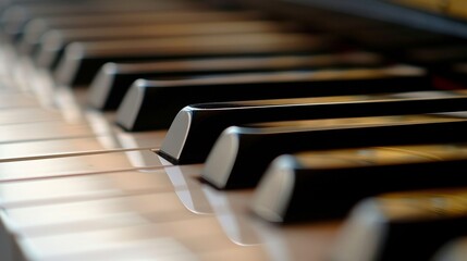 Close-Up of Piano Keys with Warm Lighting: Capturing the Elegance of Musical Instruments and Artistic Inspiration