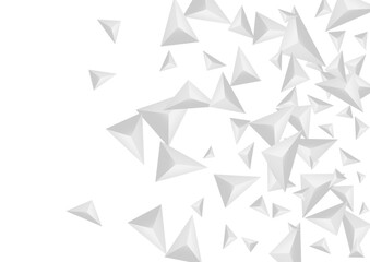 Silver Pyramid Background White Vector. Polygon Shadow Design. Hoar Modern Texture. Triangle Volume. Grizzly Triangular Backdrop.