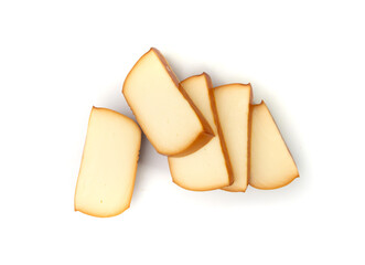 Smoked Round Cheese Isolated, Camel Milk Cheese, Mountain Snack, Sheep Milk Product on White