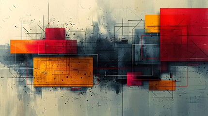 Abstract business visual contemporary graphic elements blending retro and digital art for a unique office background