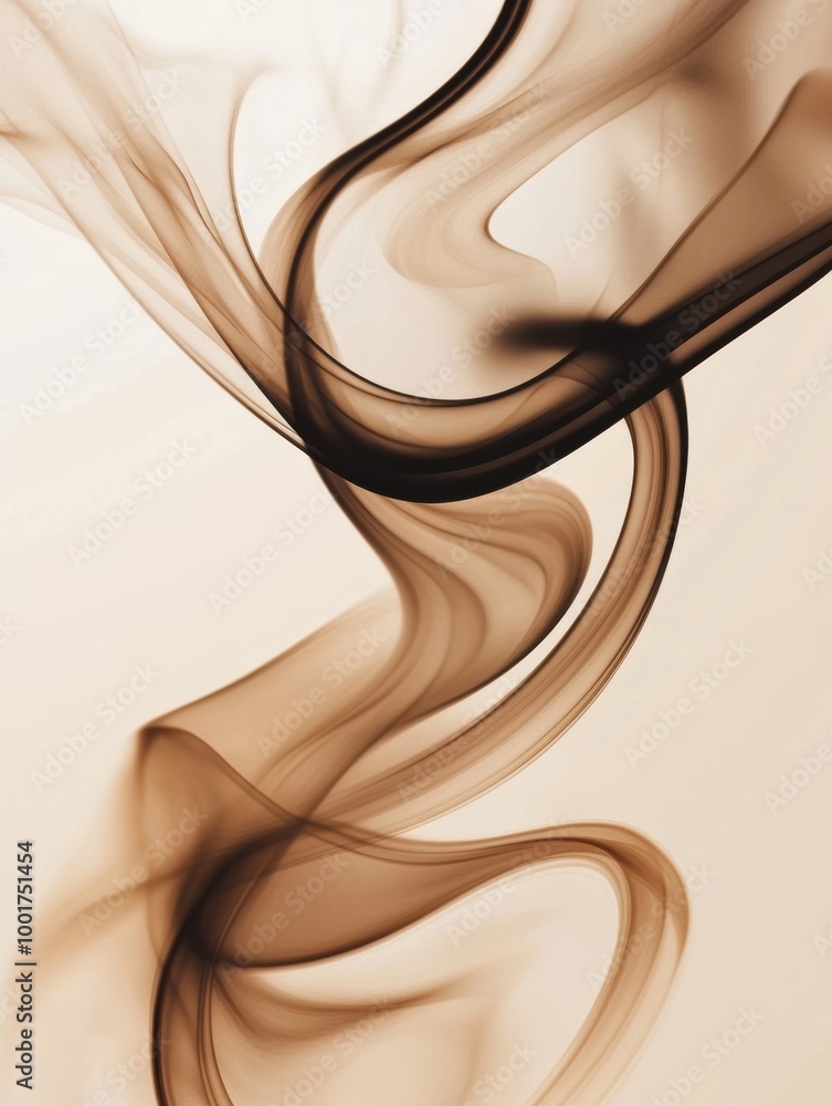 Poster Abstract swirling steam rises elegantly from an invisible coffee cup, creating a mesmerizing display of shapes and movement. Generative AI