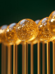Close-up of golden lollipops