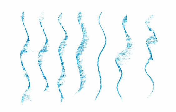 Set of blue hand drawn strokes