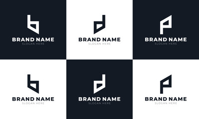 Collection of Abstract Vector Lettermark Logos with Letters B, D, and P