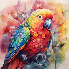 Obraz premium Gift a friend a multicolor Parrot watercolor with a delightful Natural Habitat Decor