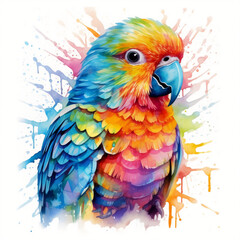 Obraz premium Gift a friend a multicolor Parrot watercolor with a delightful Unique Artwork